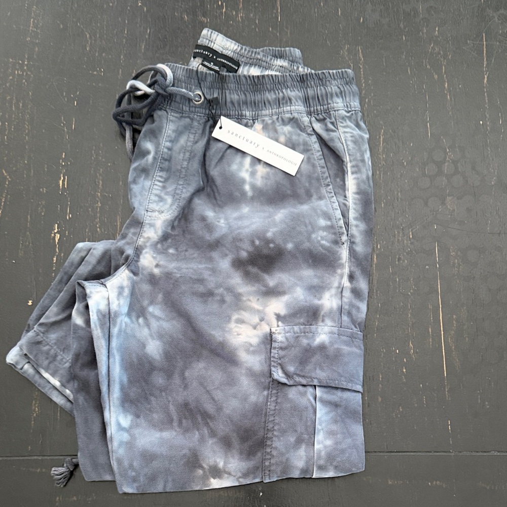 Sanctuary Gray Blue Tie-Dye Cargo Joggers
